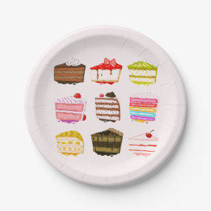 Cute cakes, namiddag of ochtendtheefeestje papieren bordje