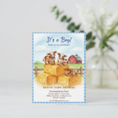 Cute Calf Baby Shower Gingham Hay Invitation (Debout devant)