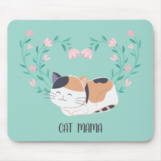 Cute Calico Cat Florals Specialized Mousepad Muismat (Voorkant)