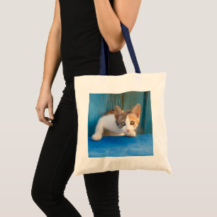 Cute Calico Cat Kitten Funny Curious Eyes Foto - Tote Bag