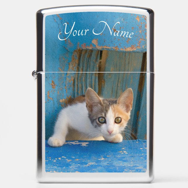 Cute Calico Cat Kitten Funny Curious Eyes - Naam - (Voorkant)