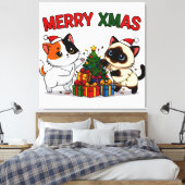 Cute Calico & Siamese Kitten Gift Canvas Afdruk (Insitu (Slaapkamer))