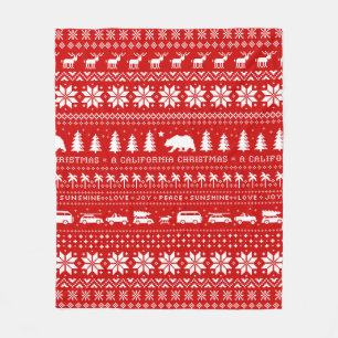 Cute California Kerstfeestay Pattern Xmas Fleece Deken