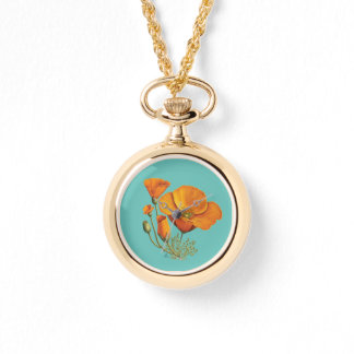 Cute California Poppy Flower  Style Horloge
