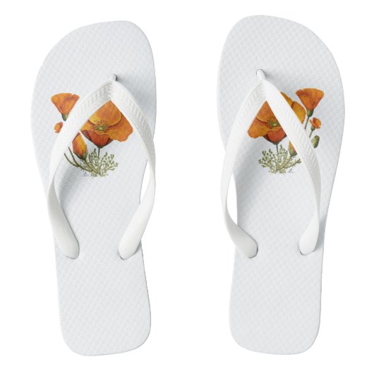 Cute California Poppy Flower Style Slaps Teenslippers (Voetbed)