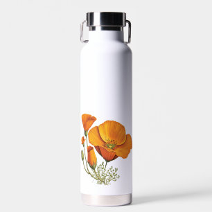 Cute California Poppy Flower Style Waterfles
