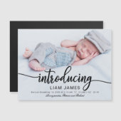 Cute Calligraphy Photo Birth Announcement Cards (Voorkant / Achterkant)