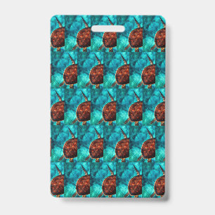 Cute Calm Zee Turtle Aqua Caribische wateren Badge