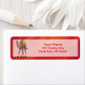 Cute Camel Kerstmis op rood Etiket (Insitu)