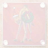 Cute Camel Kerstmis op rood Glazen Onderzetter (Achterkant)