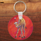 Cute Camel Kerstmis op rood Sleutelhanger (Voorkant)