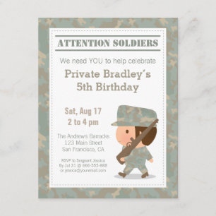 Cute Camo Milo Print Army Boy Birthday Party Kaart