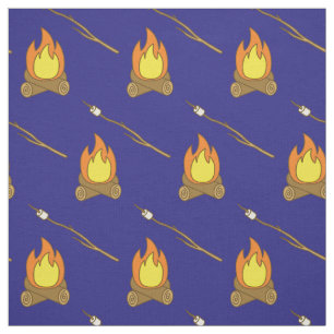 Cute Camp Fire Smores Kinder Room Decor Blue Stof