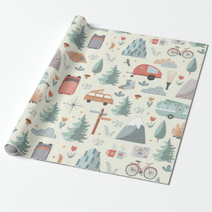 Cute Camping, Hiking, Ourways en Natuur Thema Cadeaupapier