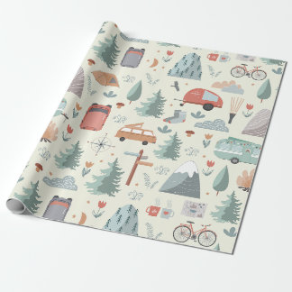 Cute Camping, Hiking, Ourways en Natuur Thema Cadeaupapier