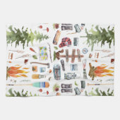 Cute Camping Pattern | Waterverf illustraties Theedoek (Horizontaal)