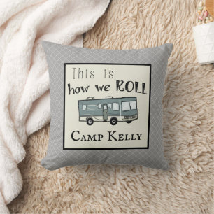 Cute Camping RV "Dit is hoe we werken", gepersonal Kussen