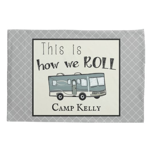 Cute Camping RV "Dit is hoe we werken", gepersonal Kussensloop (Achterkant)