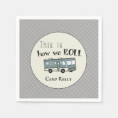 Cute Camping RV "Dit is hoe we werken", gepersonal Servet (Voorkant)
