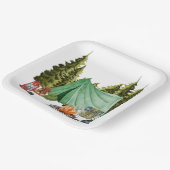 Cute Camping Theme Campfire, Tent, Forest Papieren Bordje (Gebogen)