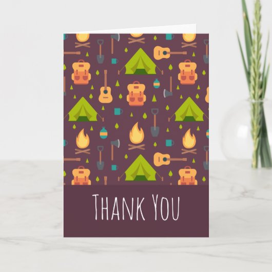 Cute Camping Thleed Pattern Dank u Kaart (Voorkant)