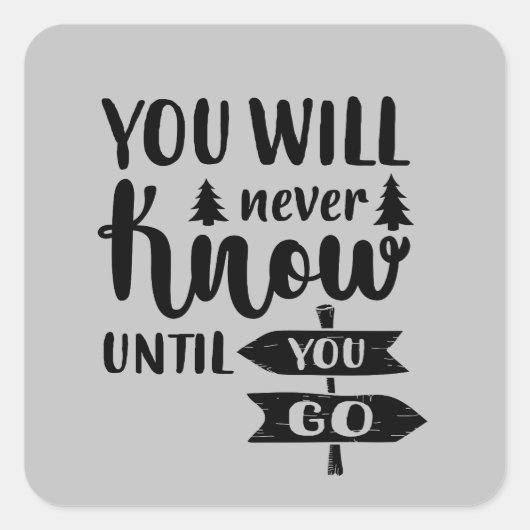 Cute Camping word art Vierkante Sticker (Voorkant)