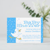Cute canard baby shower aqua bleu invitation (Debout devant)