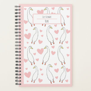 Cute Canard Coeur rose Personnaliser le planificat