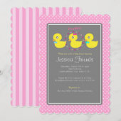 Cute canard fille baby shower invitation (Devant / Derrière)