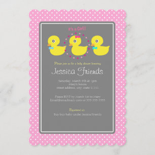 Cute canard fille baby shower invitation