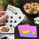 Cute Canard Jaune sur Cartes de Jeu Classique Rose (In Situ)