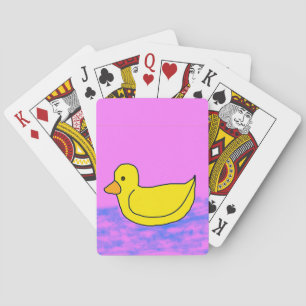 Cute Canard Jaune sur Cartes de Jeu Classique Rose