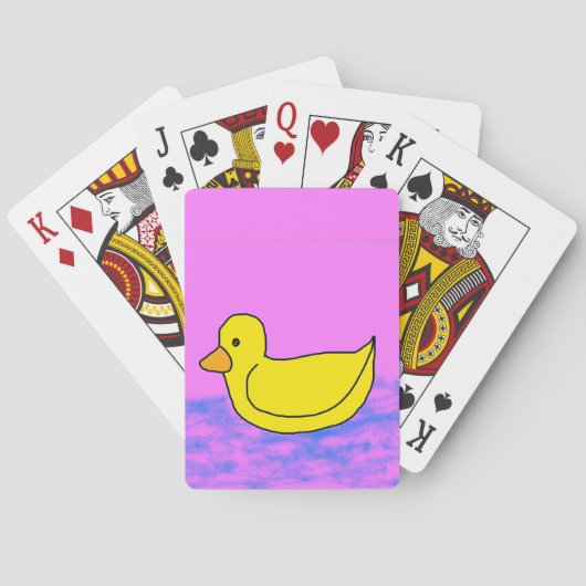Cute Canard Jaune sur Cartes de Jeu Classique Rose (dos)