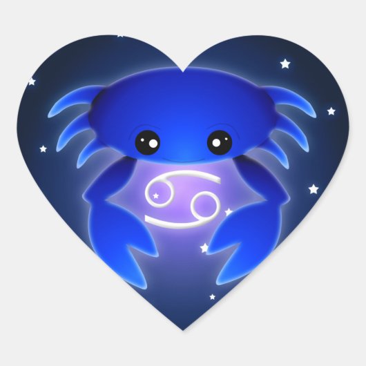 Cute Cancer Zodiac Hart Sticker (Voorkant)