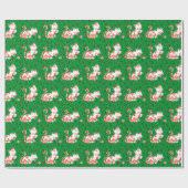 Cute Candy Cane Cat Cadeaupapier (Vlak)