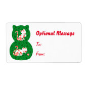 Cute Candy Cane Cat Etiket (Voorkant)