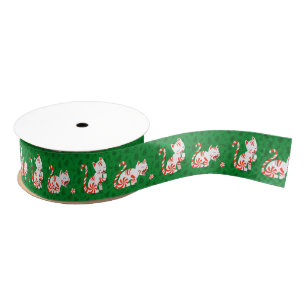 Cute Candy Cane Cat Grosgrain Lint
