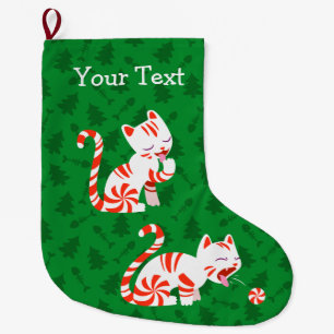 Cute Candy Cane Cat Grote Kerstsok