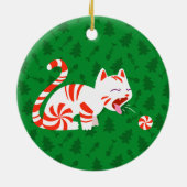 Cute Candy Cane Cat Keramisch Ornament (Achterkant)