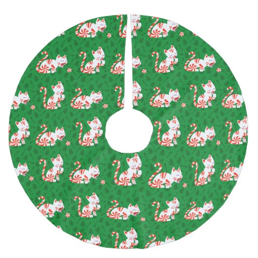 Cute Candy Cane Cat Kerstboom Rok (Voorkant)