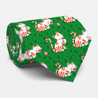 Cute Candy Cane Cat Stropdas