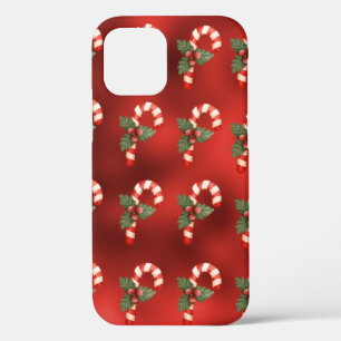 Cute Candy Cane Red Metallic Holiday iPhone 12 Hoesje