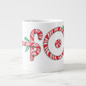 Cute Candy Cane Text Design met Word HO! Extra Grote Beker (Voorkant)