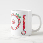 Cute Candy Cane Text Design met Word HO! Extra Grote Beker (Rechts)