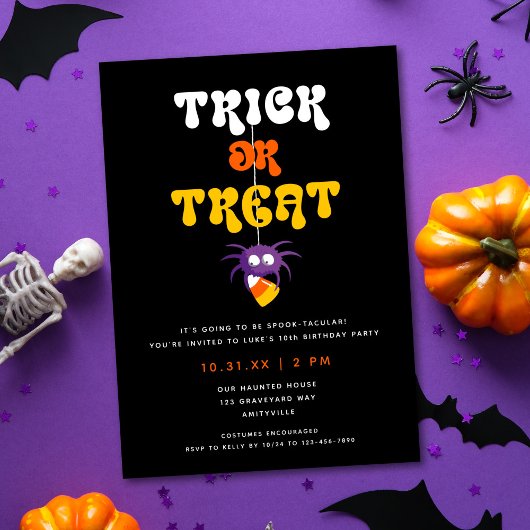 Cute Candy Corn Kids Halloween Party Invitation