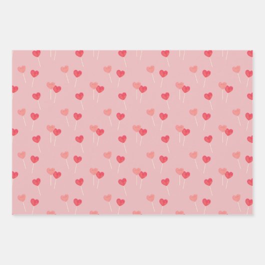 Cute Candy Heart Papier Papier Plat Set de 3 (Devant 2)