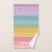 Cute Candy Pastel Rainbow Stripes Personnalisées (Serviette à main)