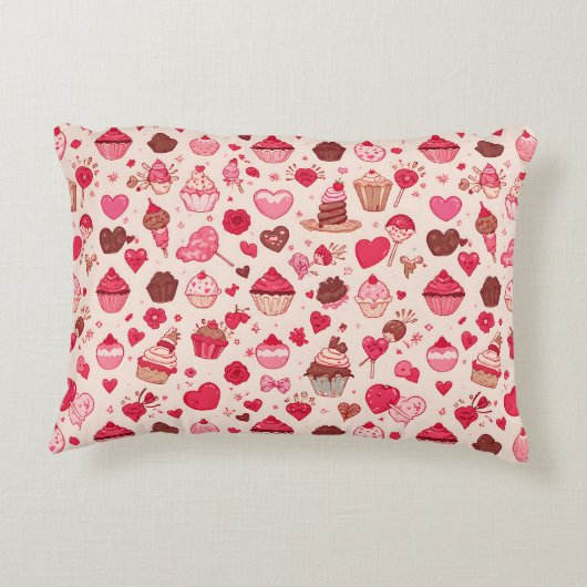 Cute Candy & Sweets Valentine Seamless Pattern  Accent Kussen (Achterkant)