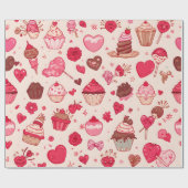 Cute Candy & Sweets Valentine Seamless Pattern Cadeaupapier (Vlak)
