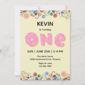 Cute Candy thème premier anniversaire Invitation (Devant)